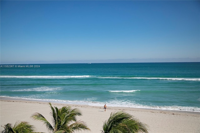 property view of water featuring a beach view