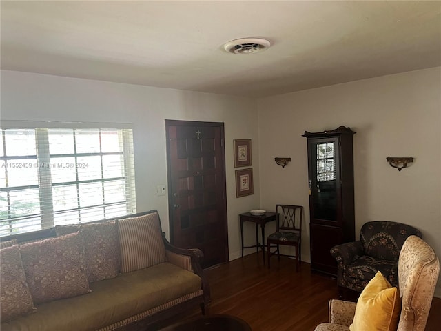 living room featuring dark hardwood / wood-style flooring