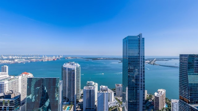 view of city with a water view