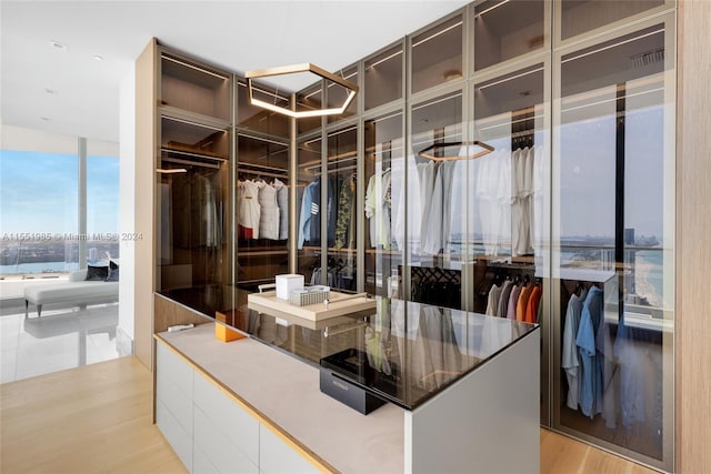 walk in closet featuring light wood-type flooring