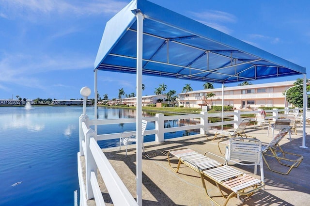 view of dock featuring a water view