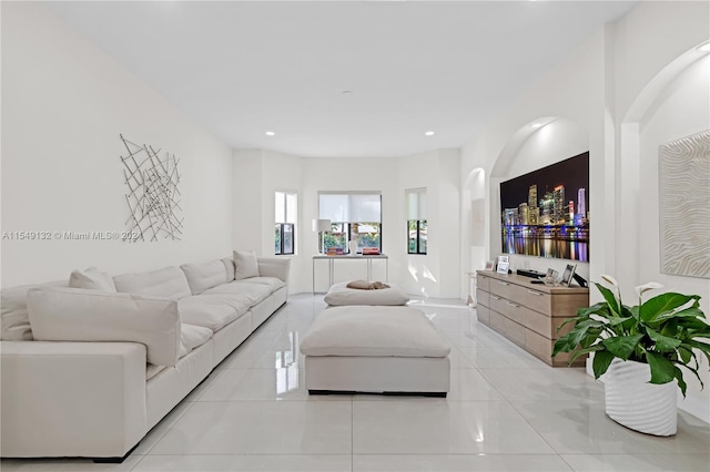 view of tiled living room