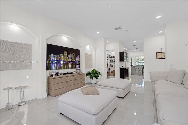 view of tiled living room