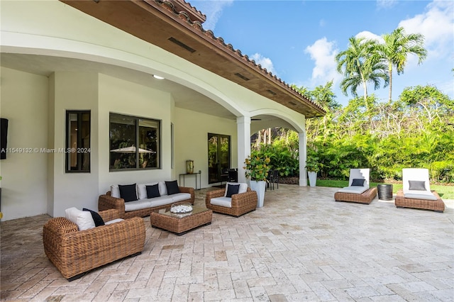 view of terrace featuring an outdoor hangout area