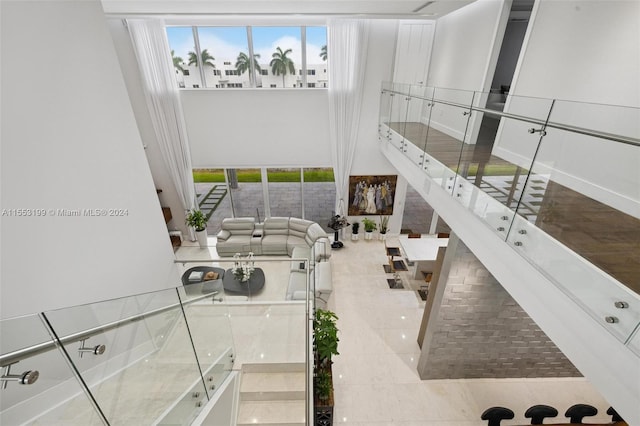 interior space featuring light tile flooring