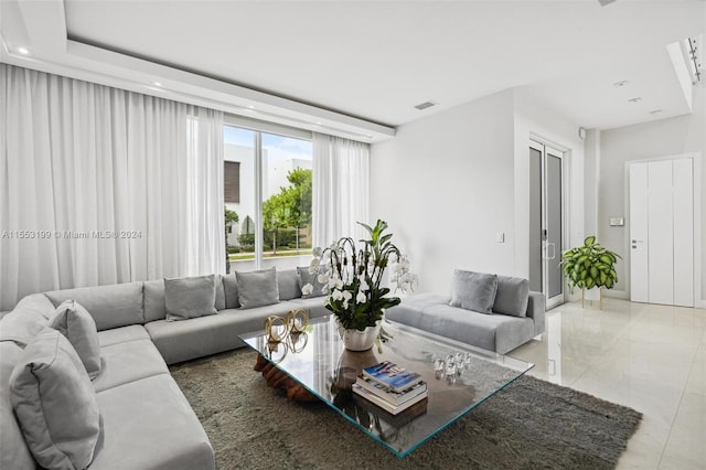 view of tiled living room