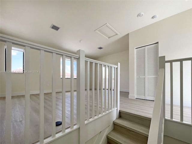 interior space with light hardwood / wood-style floors