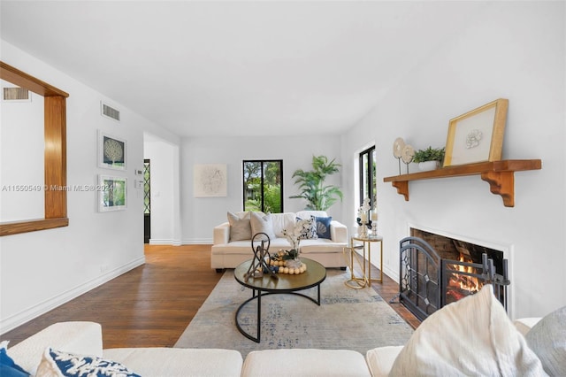 living room featuring hardwood / wood-style floors