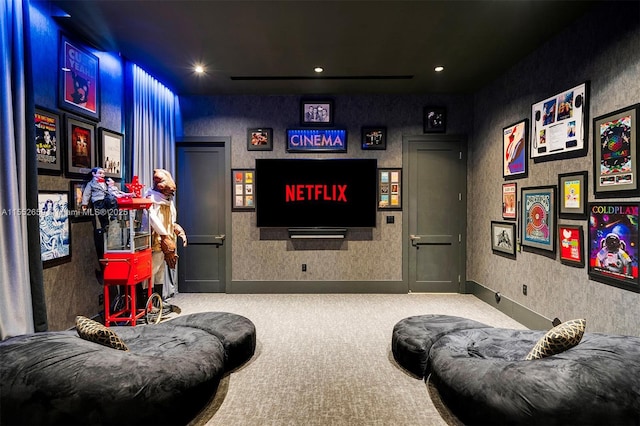 view of carpeted cinema room