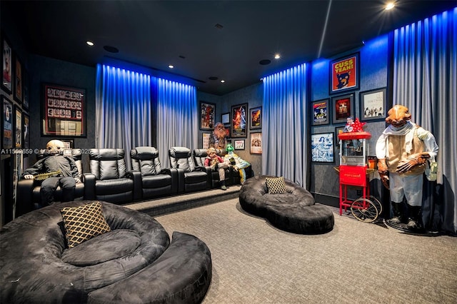 view of carpeted home theater room