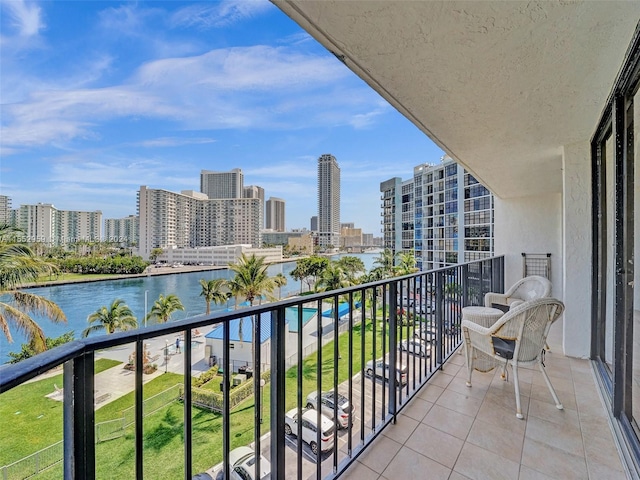 balcony with a water view