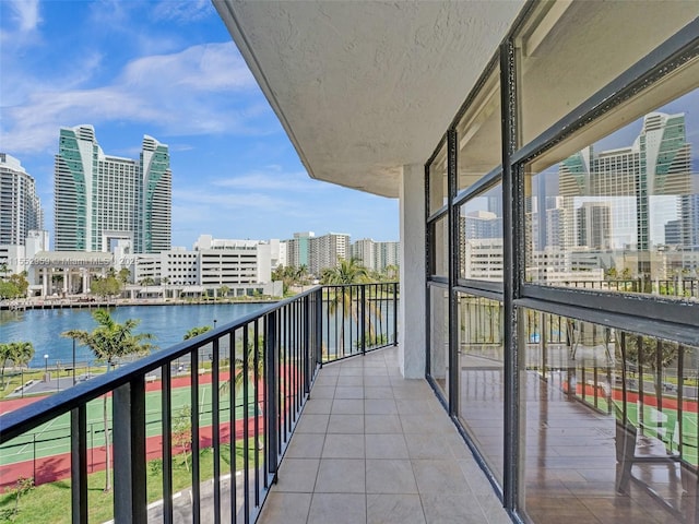 balcony with a water view