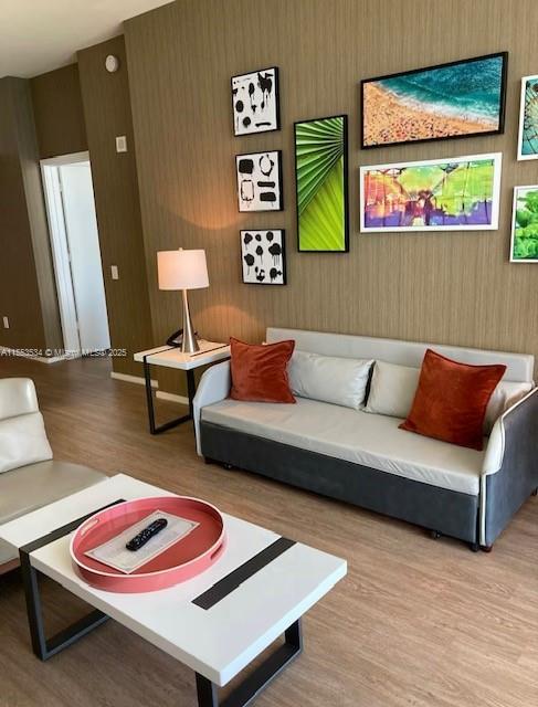 living room with light wood-type flooring