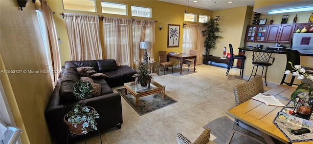 view of tiled living room