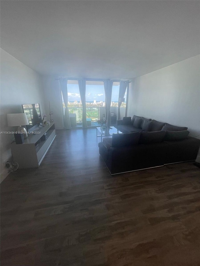 unfurnished living room featuring dark hardwood / wood-style floors