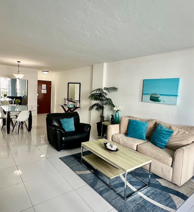 view of tiled living room