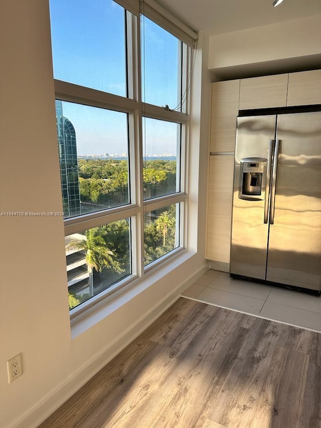 interior space with light hardwood / wood-style flooring