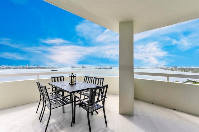 balcony with a water view