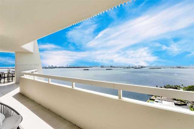 balcony with a water view