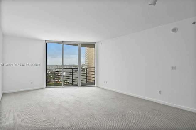 carpeted empty room with floor to ceiling windows