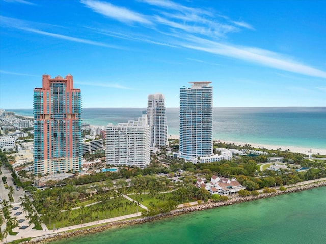 bird's eye view featuring a water view