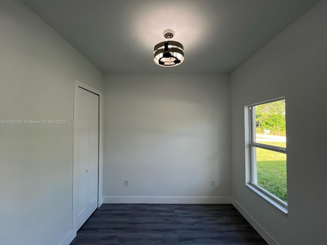 spare room featuring dark wood-type flooring