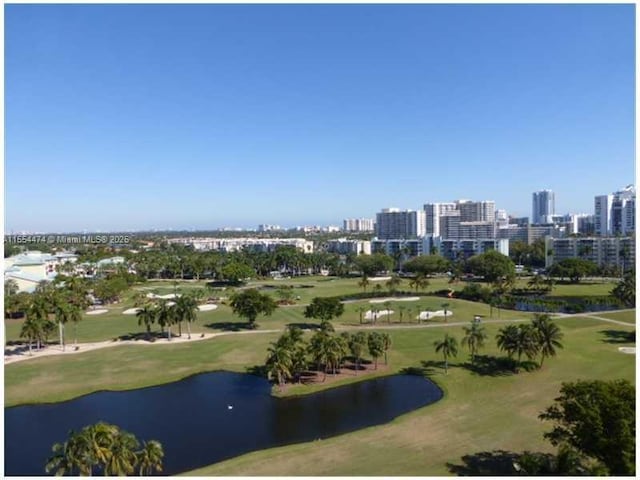 surrounding community with a water view