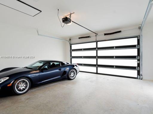 garage with a garage door opener