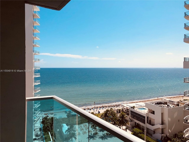 view of water feature featuring a beach view