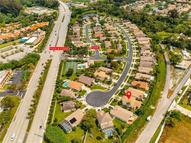 aerial view featuring a residential view