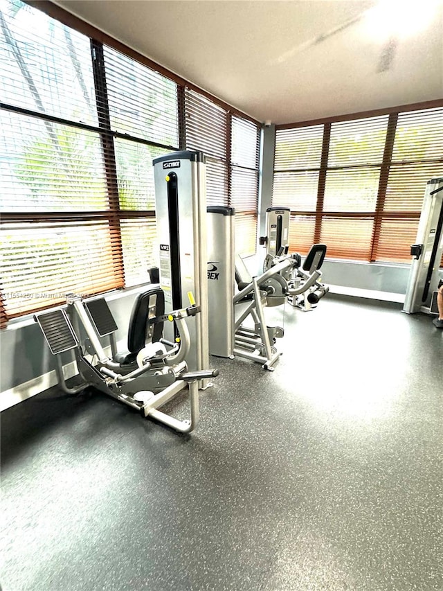 workout area featuring plenty of natural light