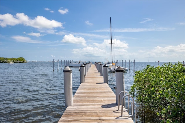 dock area featuring a water view