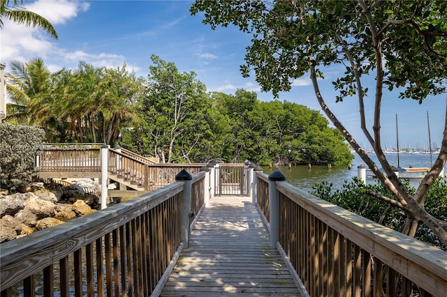 view of home's community with a water view