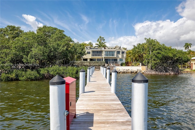 dock area featuring a water view