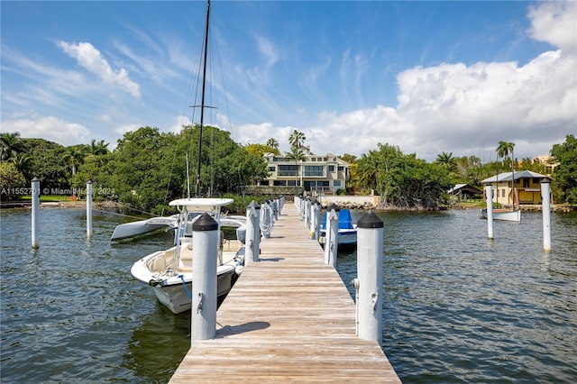 view of dock featuring a water view