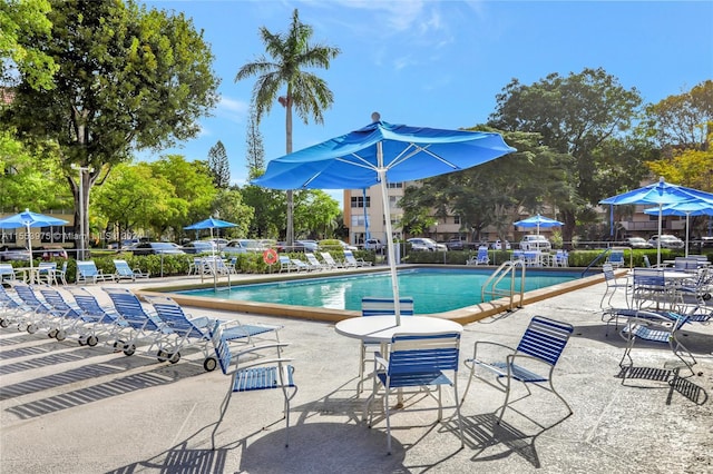 view of pool featuring a patio