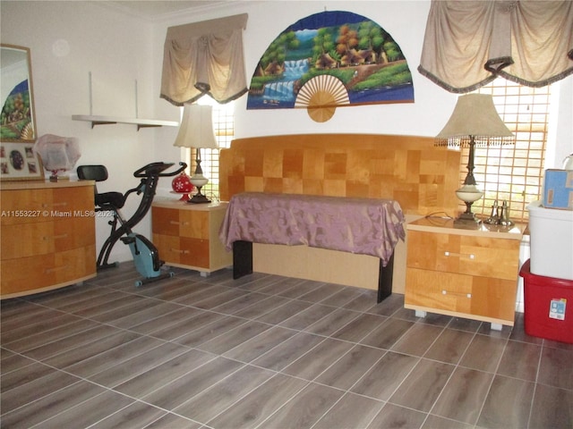 bedroom featuring dark hardwood / wood-style floors