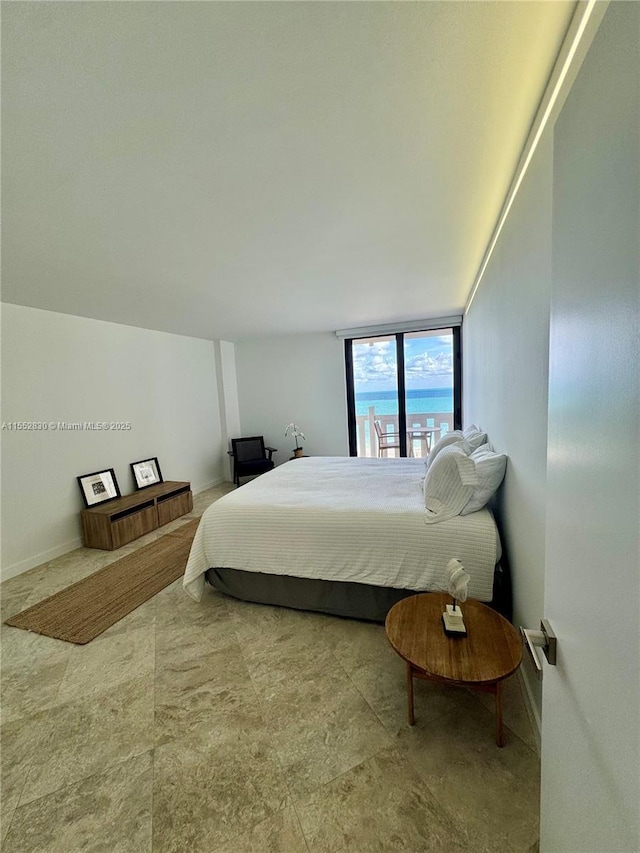 bedroom featuring floor to ceiling windows