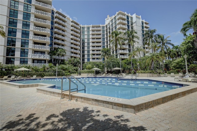 view of pool with a patio area