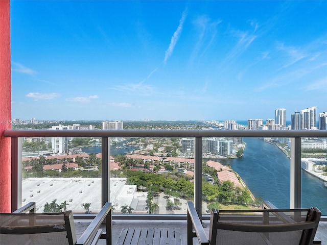 balcony with a water view