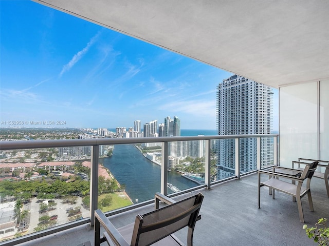 balcony with a water view