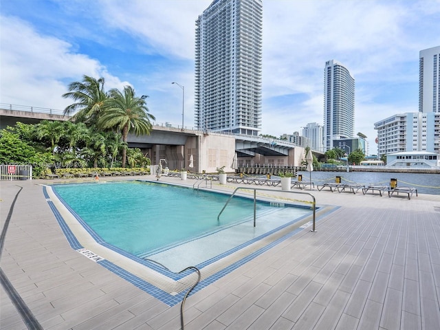 view of pool featuring a patio area