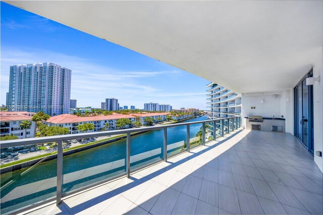 balcony with a water view