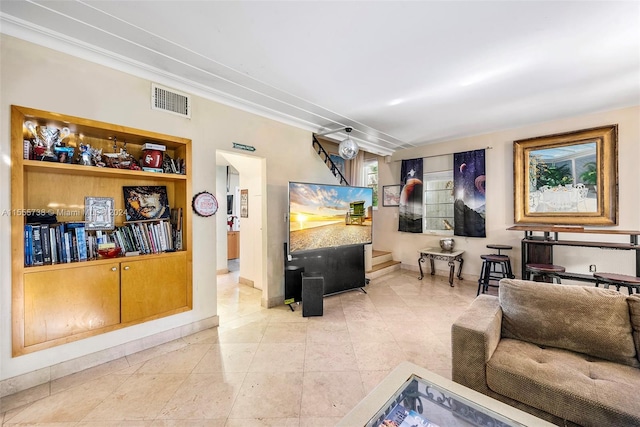 3440 N Meridian Ave, Miami Beach, FL 33140 - living area with tile patterned floors, visible vents, and baseboards