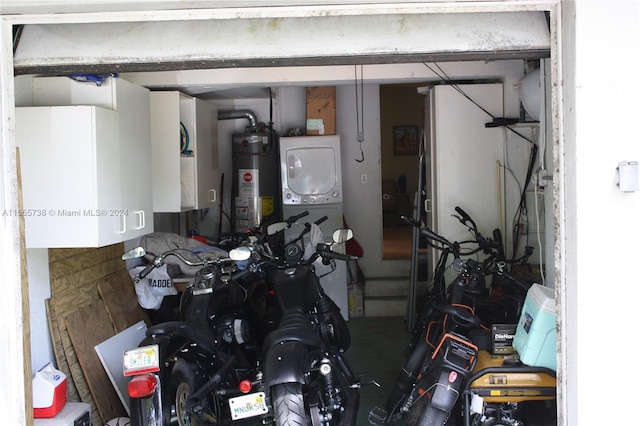 garage with gas water heater