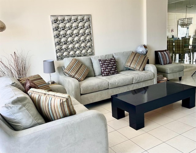 view of tiled living room