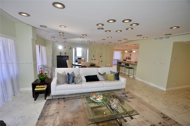 view of tiled living room