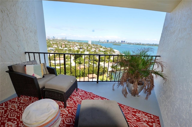 balcony with a water view