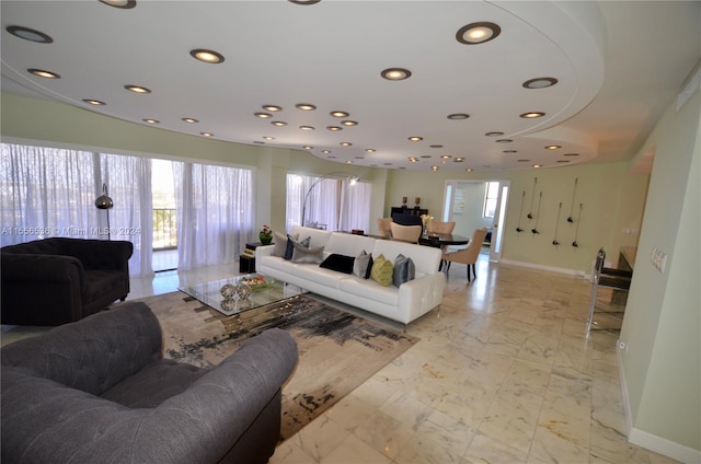 view of tiled living room