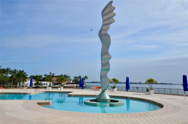 view of swimming pool with a patio